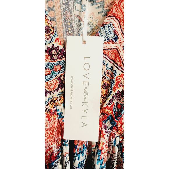 Love Kyla Arabella Polysilk BOHO Chic Lightweight Midi Dress Small NEW - Picture 4 of 8